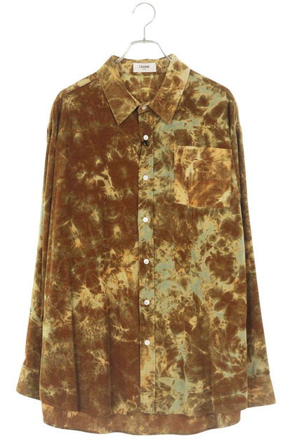 CELINE Sunset Tie-Dye Corduroy Shirt Brown Size XXS