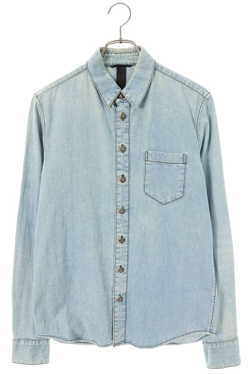 Chrome Hearts LOOSEENDS Cross Patch Denim Shirt Blue Size S