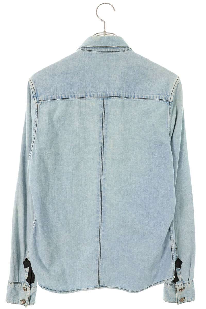 Chrome Hearts LOOSEENDS Cross Patch Denim Shirt Blue Size S