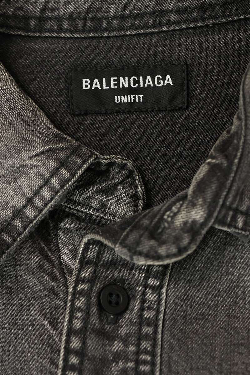 BALENCIAGA Distressed Oversized Denim Shirt Size S