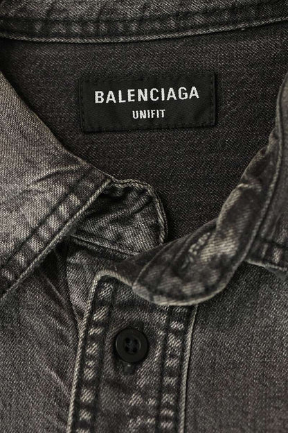 BALENCIAGA Distressed Oversized Denim Shirt Size S