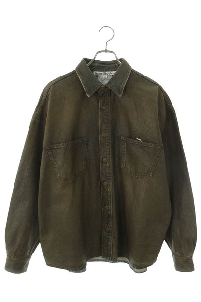 ACNE STUDIOS Coated Denim Shirt Brown Size XS