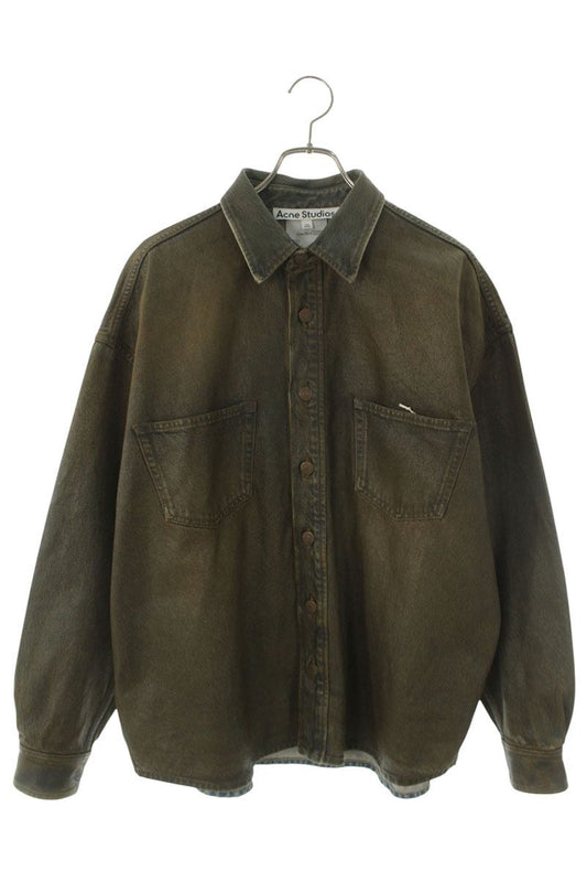 ACNE STUDIOS Coated Denim Shirt Brown Size XS