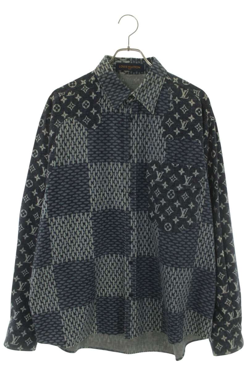 LOUISVUITTON 20AW Monogram Wave Damier Flannel Shirt Size L