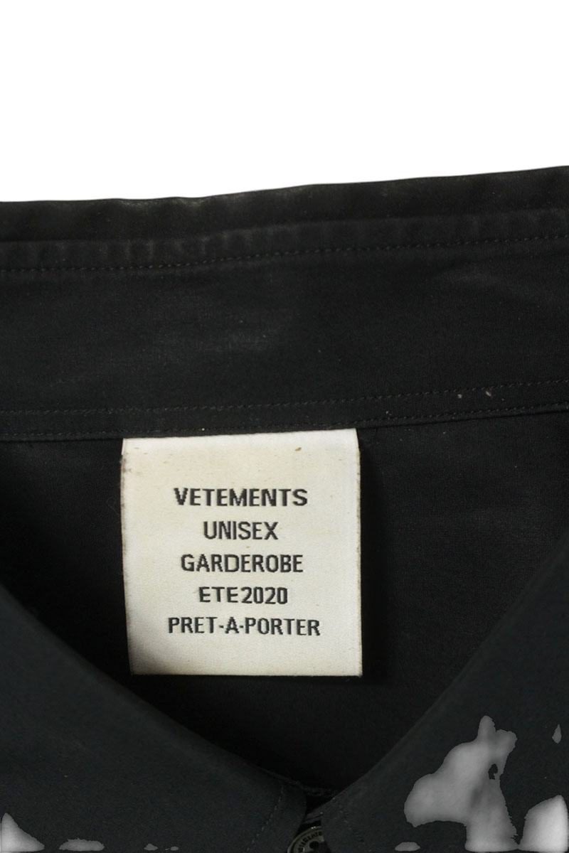 VETEMENTS Black Gothic Logo Embroidered Shirt Size XL