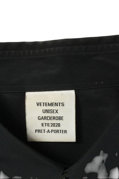 VETEMENTS Black Gothic Logo Embroidered Shirt Size XL