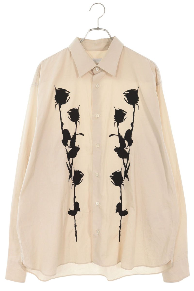 PRADA 24SS Embroidered Poplin Shirt Beige Size XL