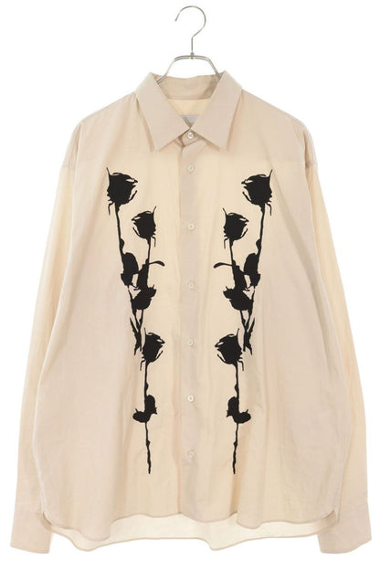 PRADA 24SS Embroidered Poplin Shirt Beige Size XL