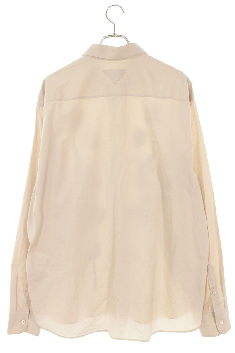 PRADA 24SS Embroidered Poplin Shirt Beige Size XL