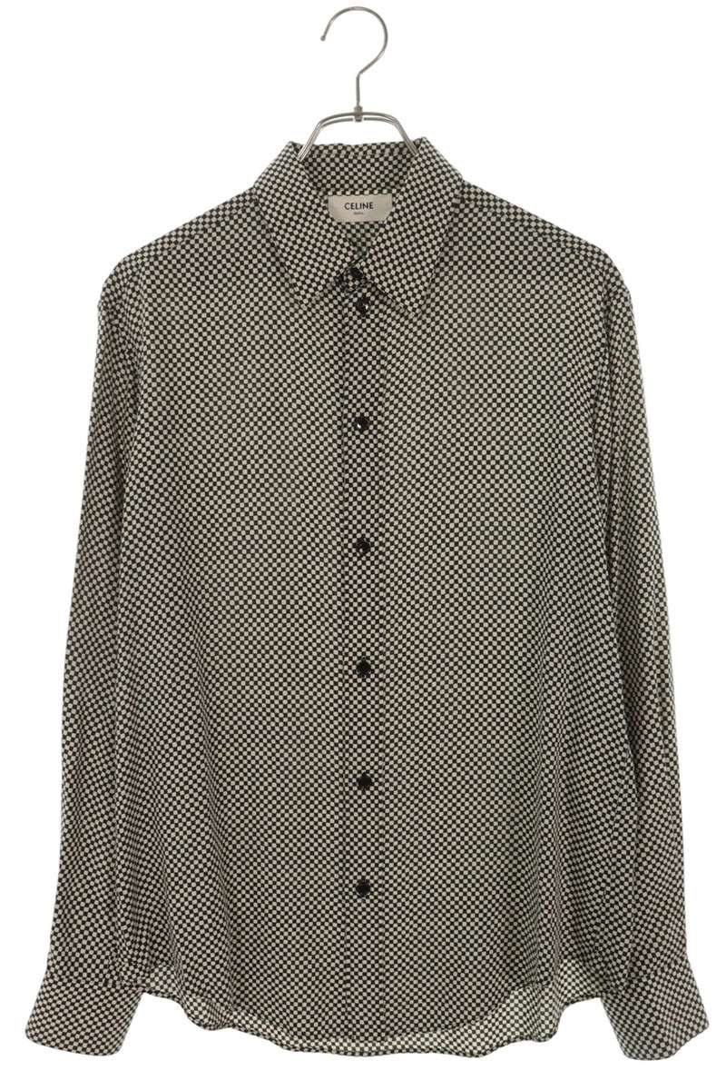 CELINE Check Rayon Shirt Black/White Size XXL