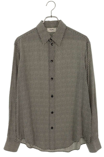 CELINE Check Rayon Shirt Black/White Size XXL