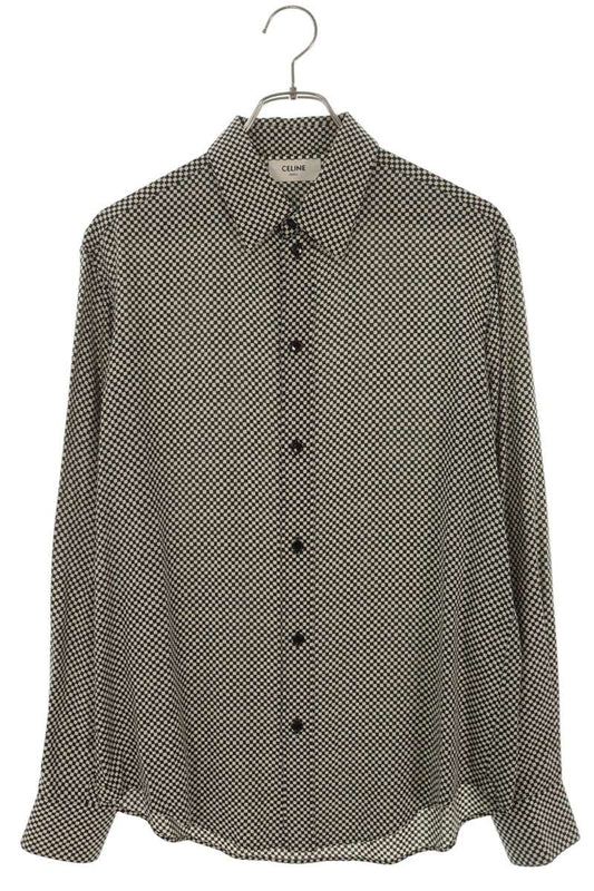CELINE Check Rayon Shirt Black/White Size XXL