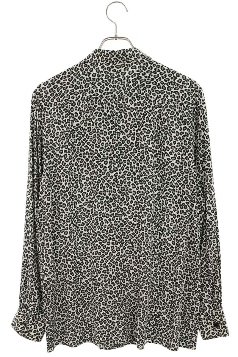 CELINE Leopard Hawaiian Rayon Long Sleeve Shirt White Multi Size XXL