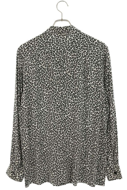 CELINE Leopard Hawaiian Rayon Long Sleeve Shirt White Multi Size XXL