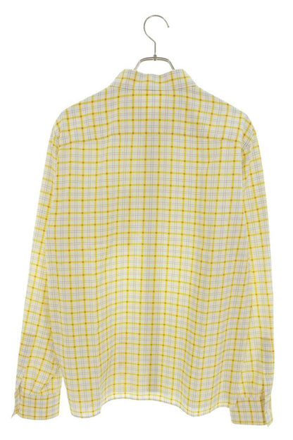 LOEWE Anagram Print Check Silk Cotton Long Sleeve Shirt Size 38
