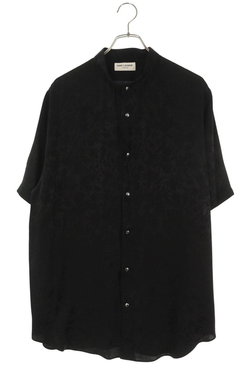 SAINT LAURENT PARIS Black All-Over Print Silk Shirt Size XXL