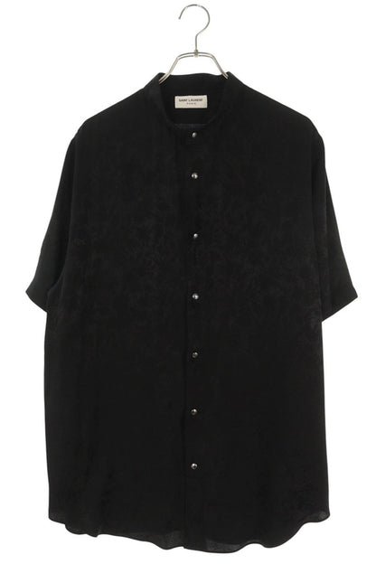 SAINT LAURENT PARIS Black All-Over Print Silk Shirt Size XXL