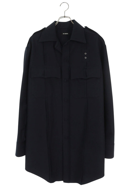 RAF SIMONS Navy Oversized 2-Pocket Wool Shirt Size 46