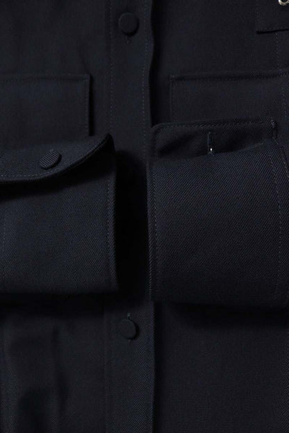 RAF SIMONS Navy Oversized 2-Pocket Wool Shirt Size 46