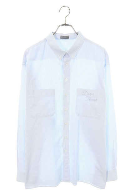 DIOR x DENIM TEARS Logo Embroidered Stripe Long Sleeve Shirt Size S