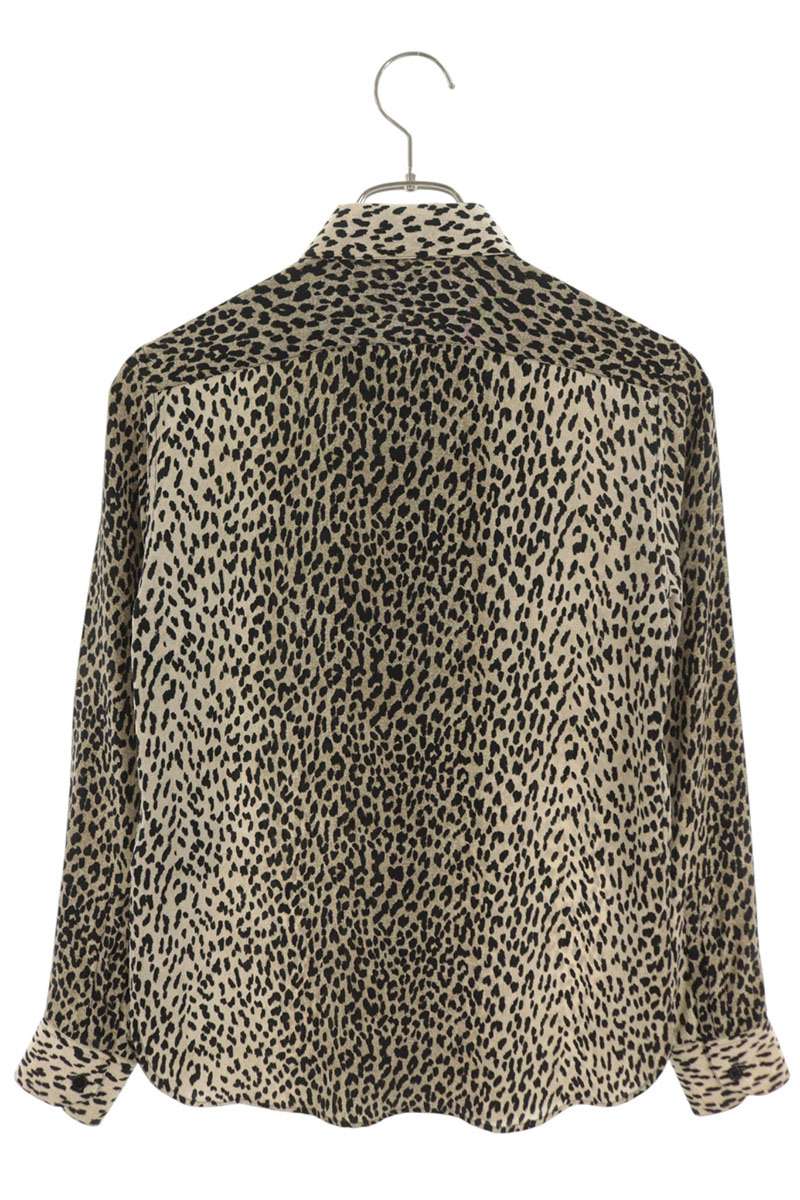 SAINT LAURENT PARIS Leopard Silk Long Sleeve Shirt Size XXL