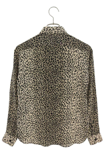 SAINT LAURENT PARIS Leopard Silk Long Sleeve Shirt Size XXL