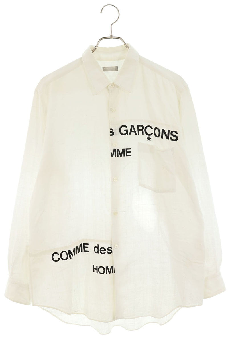 COMME des GARCONS SHIRT White Split Logo Cotton Gauze Size L