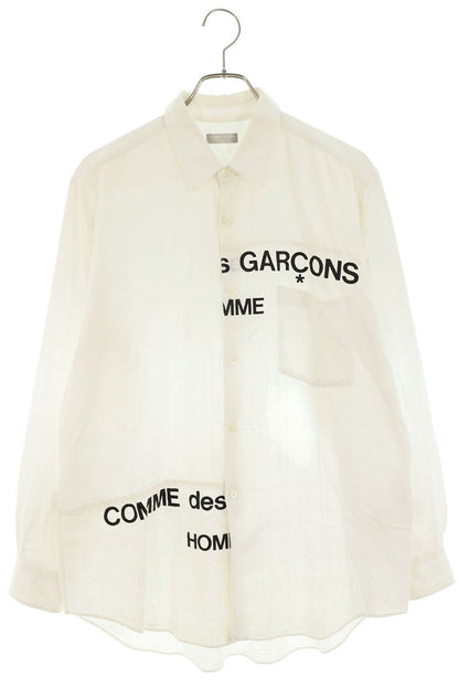 COMME des GARCONS SHIRT White Split Logo Cotton Gauze Size L
