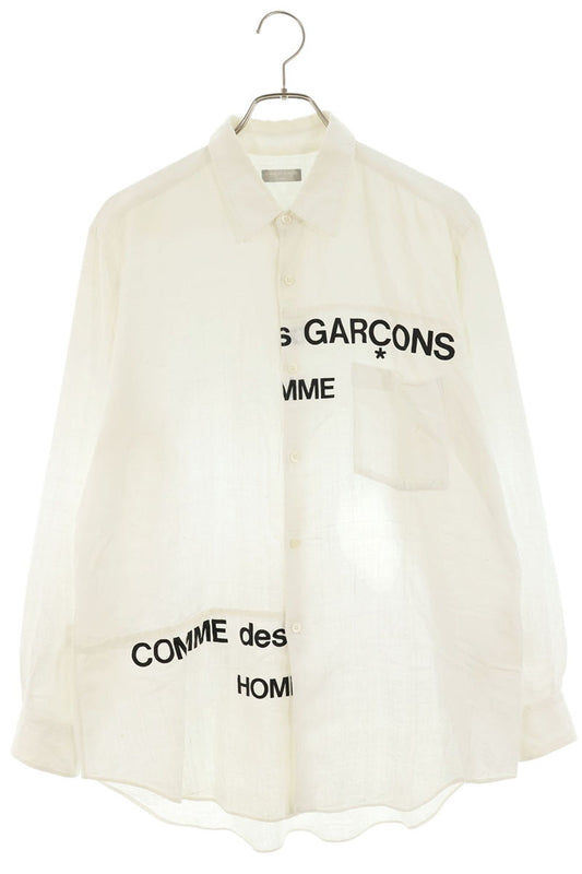 COMME des GARCONS SHIRT White Split Logo Cotton Gauze Size L