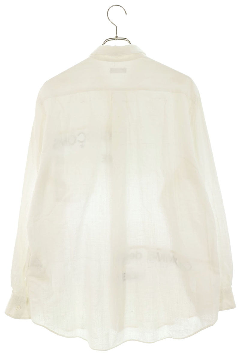 COMME des GARCONS SHIRT White Split Logo Cotton Gauze Size L
