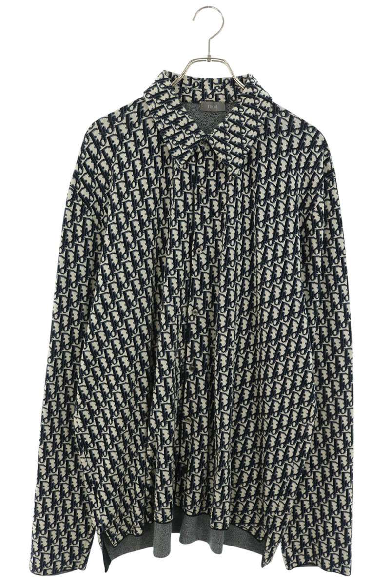 DIOR Gray Oblique All-Over Knit Sweater Size XXXL