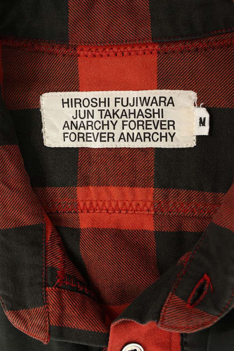 AFFA Reconstructed Check Cotton Long Sleeve Shirt Red Black Size M