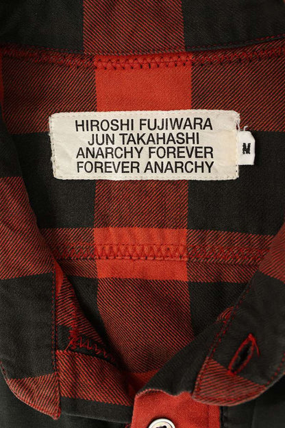 AFFA Reconstructed Check Cotton Long Sleeve Shirt Red Black Size M