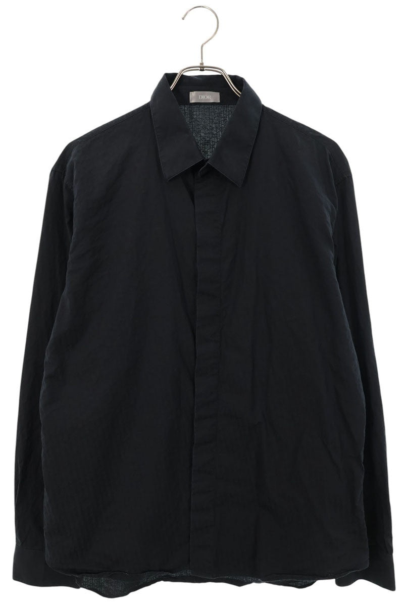 DIOR Oblique All-Over Pattern Cotton Long Sleeve Shirt Black Size S