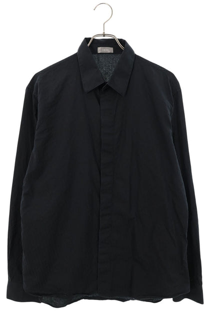 DIOR Oblique All-Over Pattern Cotton Long Sleeve Shirt Black Size S
