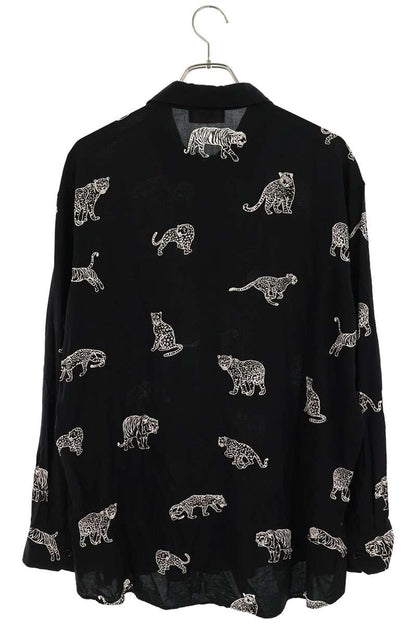 CELINE 22SS Feline Viscose Long Sleeve Shirt Black Size XXL
