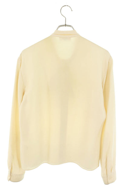 CELINE Lavallière Silk Wool Blouse Beige Size XXL