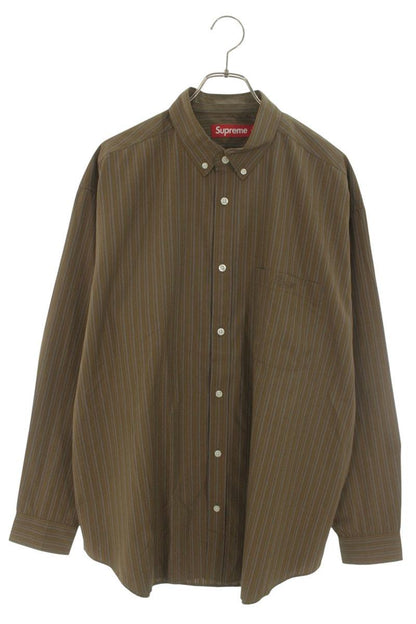 SUPREME 25AW Pinstripe Poly Cotton Shirt Size L