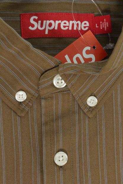 SUPREME 25AW Pinstripe Poly Cotton Shirt Size L