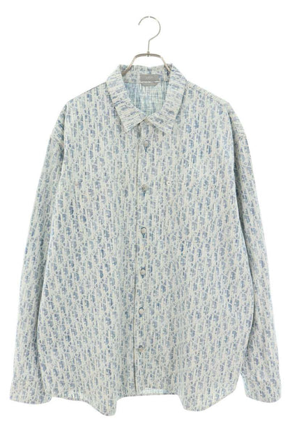 DIOR Oblique Denim Long Sleeve Shirt Blue Size M