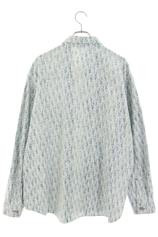 DIOR Oblique Denim Long Sleeve Shirt Blue Size M