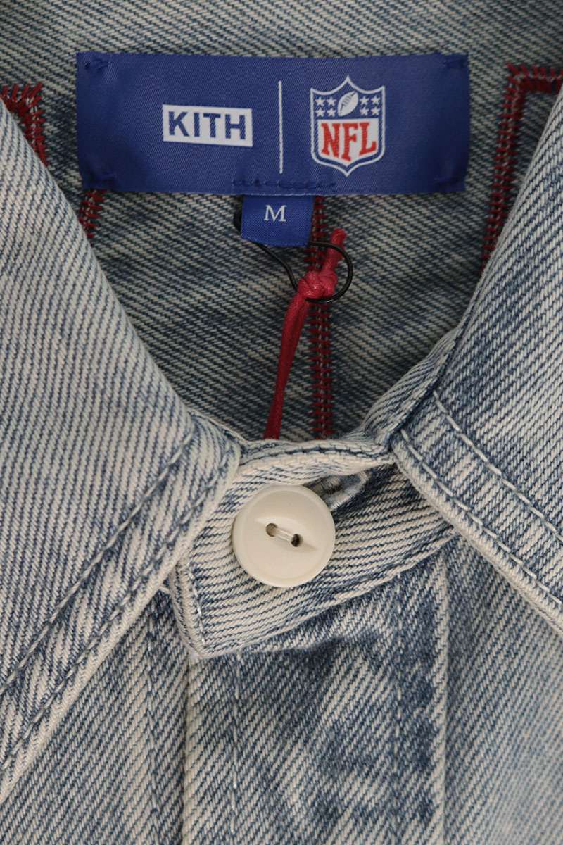 KITH NFL Logo Patch Denim Long Sleeve Shirt Blue Size M
