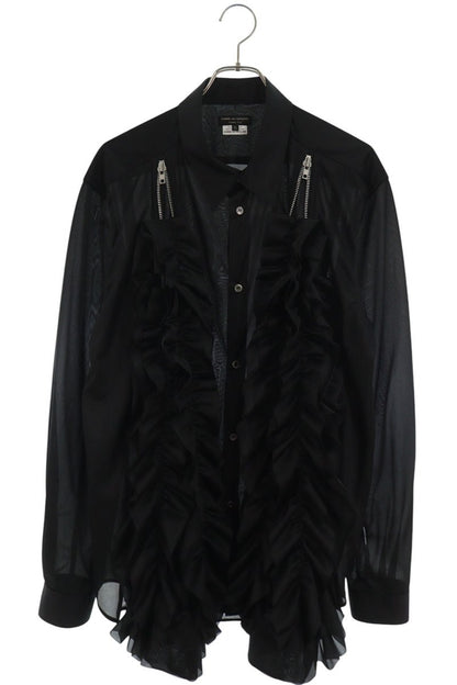 COMME des GARCONS HOMME PLUS Zip Frill Shirt Black Size XL