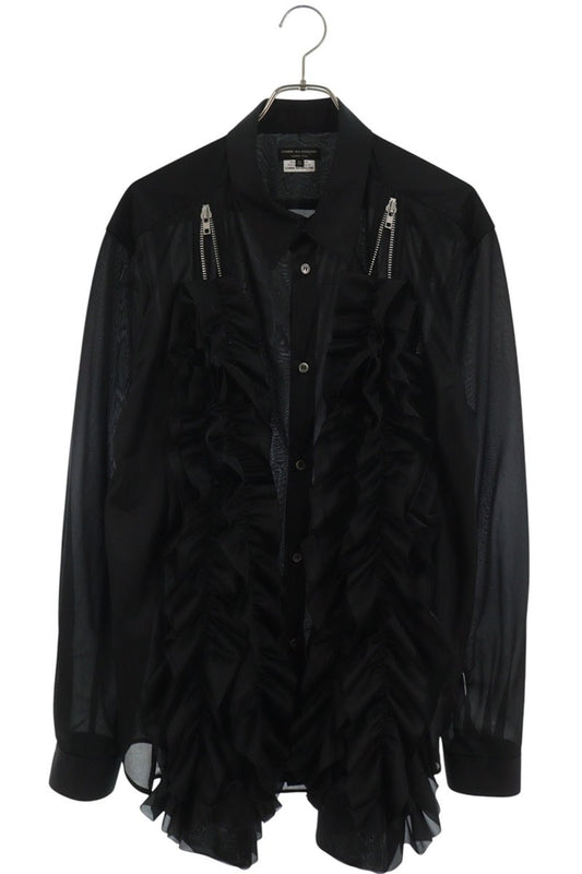 COMME des GARCONS HOMME PLUS Zip Frill Shirt Black Size XL