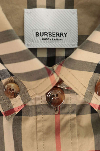 Burberry Nova Check Long Sleeve Cotton Shirt Beige Size XXL