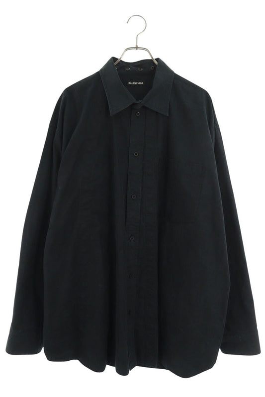 BALENCIAGA Logo Embroidered Snap Button Long Sleeve Shirt Size XXL
