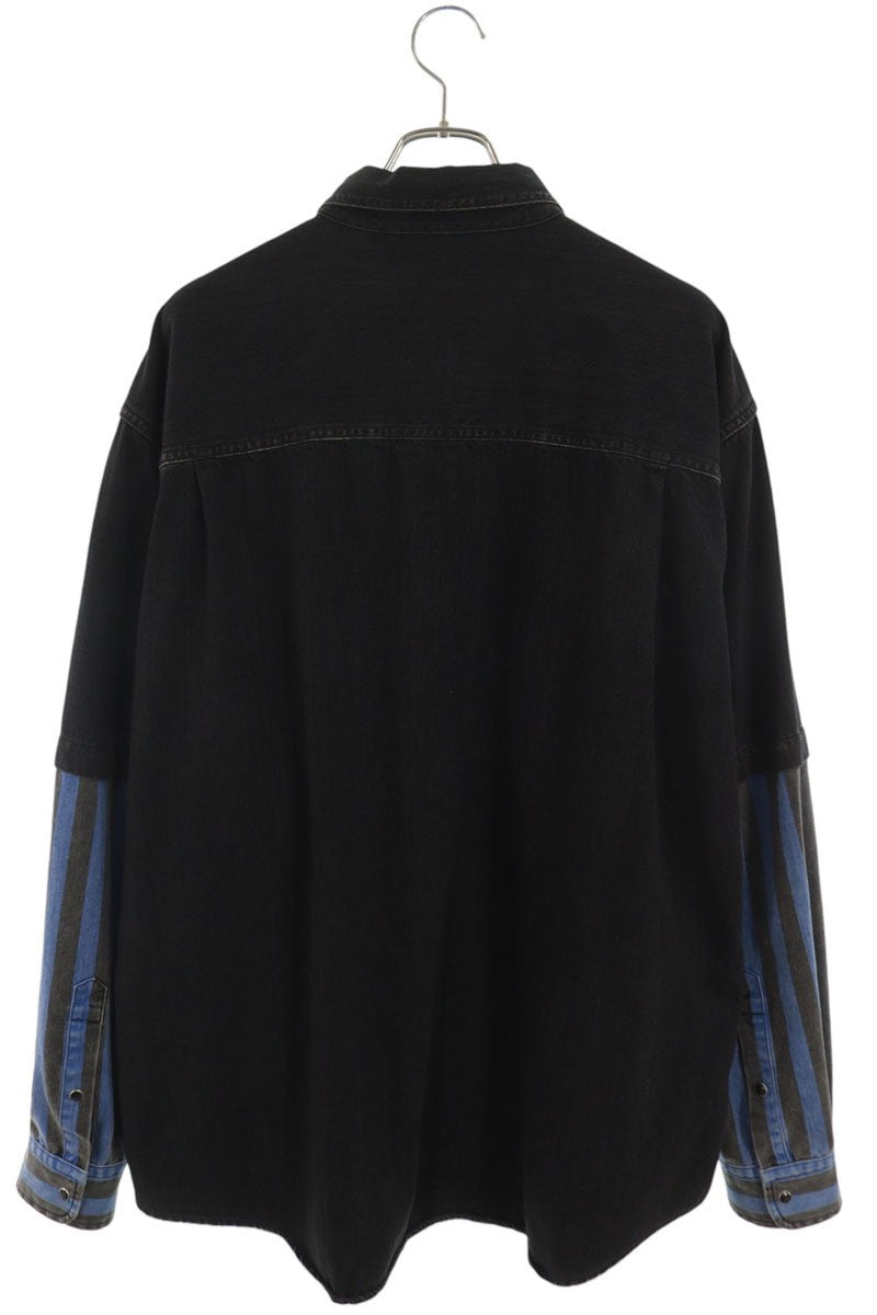 BALENCIAGA Oversized Layered Denim Long Sleeve Shirt Black Size XXL