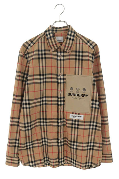 Burberry Logo Patch Nova Check Long Sleeve Shirt Beige Size M
