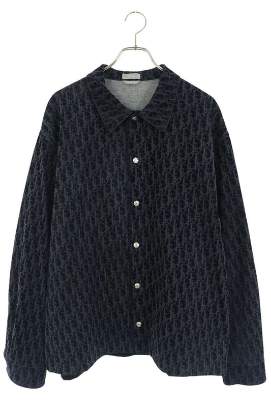 DIOR Velour Oblique Overshirt Navy Shirt Size 54