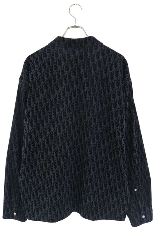 DIOR Velour Oblique Overshirt Navy Shirt Size 54